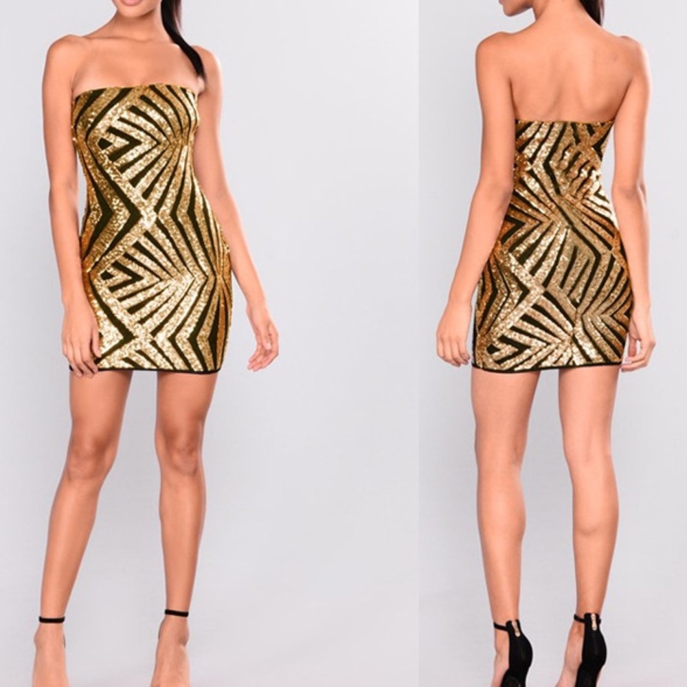 😍😍Dream Date Sexy Black Gold Mini Dress - Picture 2 of 6